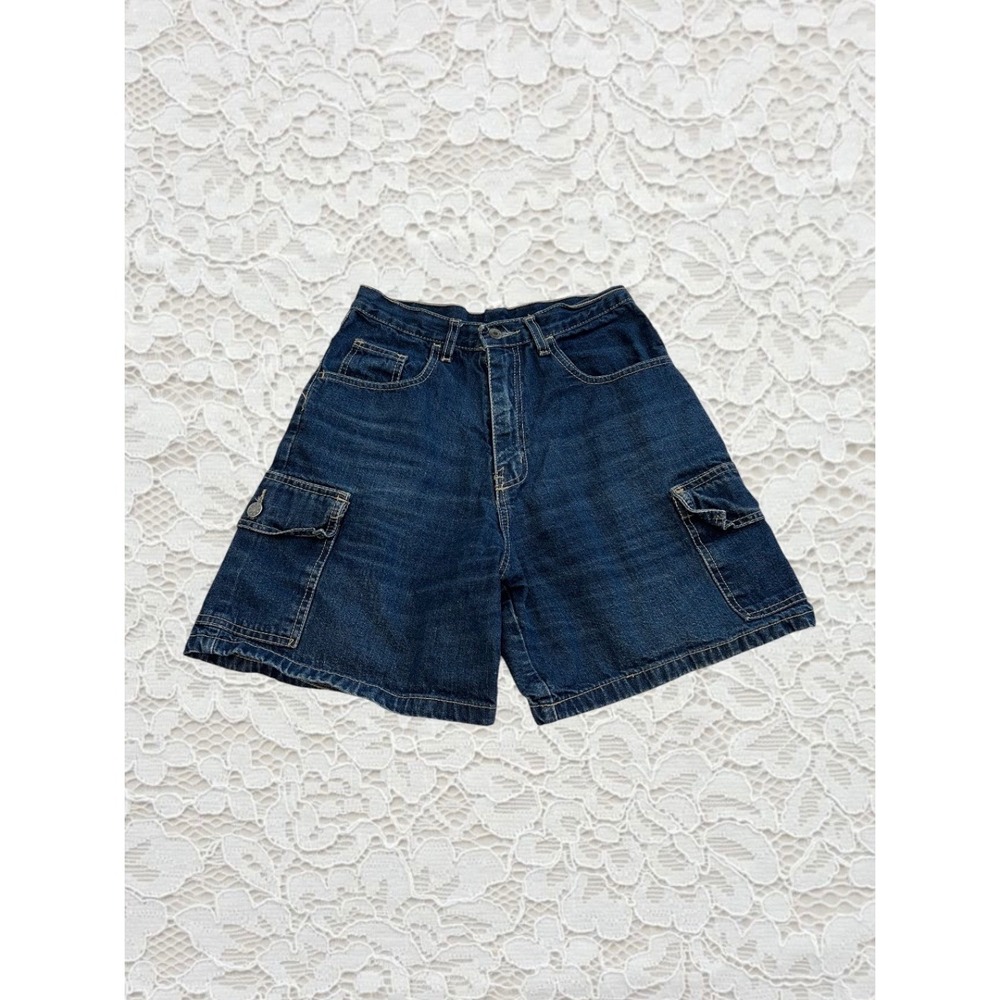 vintage 90s dark wash cargo denim jorts